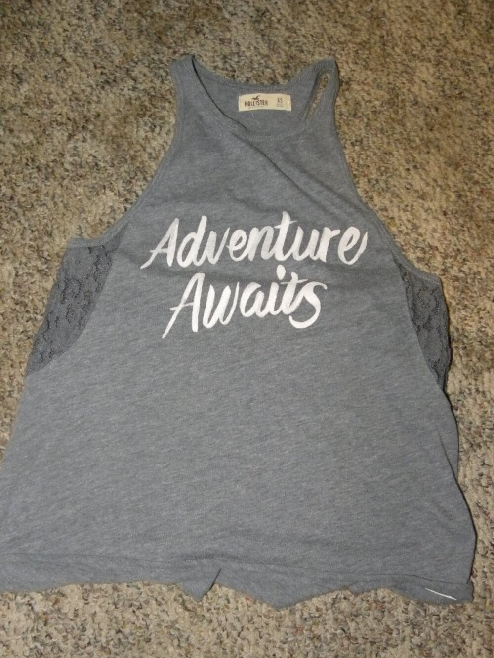 Women Size X-Small - Grey Tank Top/Shirt "Adventure Awaits" by Hollister